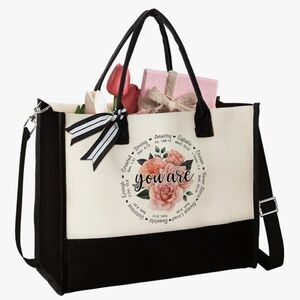 Elegant Black and Cream Tote Bag